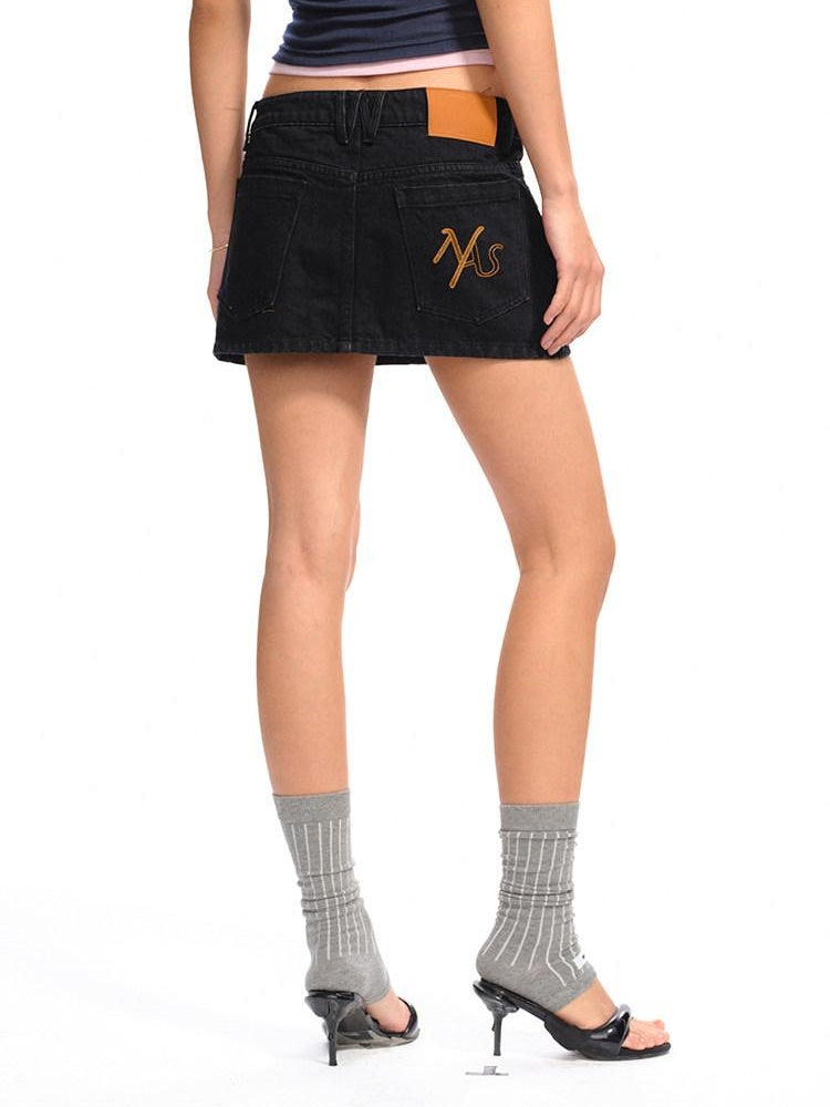 NAWSNOTAWEAR Washed Cotton Lined Low Waist Asymmetric Hline Casual Women Citywalk Mini Skirts
