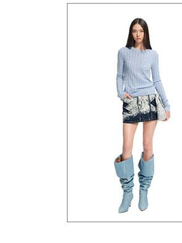 NAWSNOTAWEAR Washed Cotton Ruched Low Rise Bodycon Casual Women Storm Blue Mini Skirts