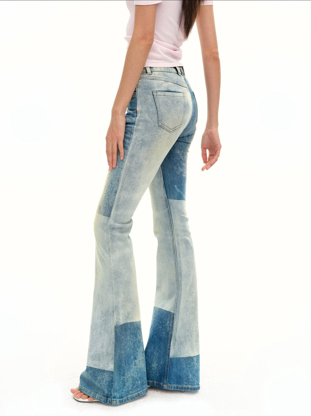 NAWSNOTAWEAR Washed High Stretch Slight Flare Natural Waist Galaxy Blue Flared Jeans