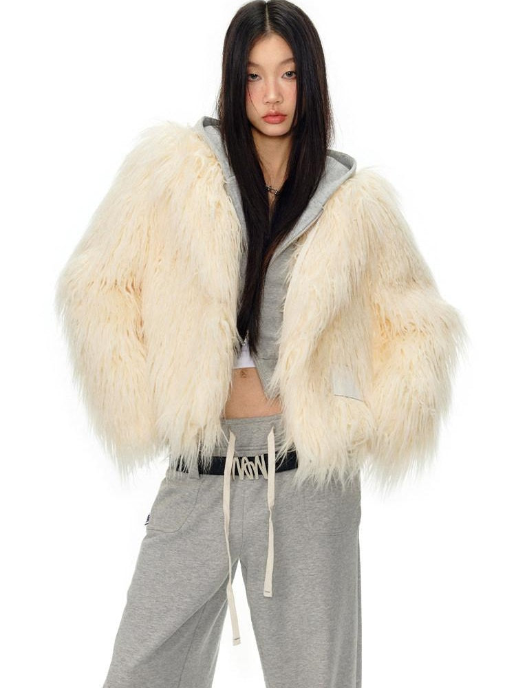 NAWSNOTAWEAR Windsor Beige Fur Panel Workwear Standard Fit Women Short Coat