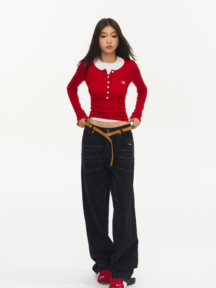 NAWSNOTAWEAR Wool Blend Button Detail Slim Fit Commuter Crew Neck Pullover Women Sweaters