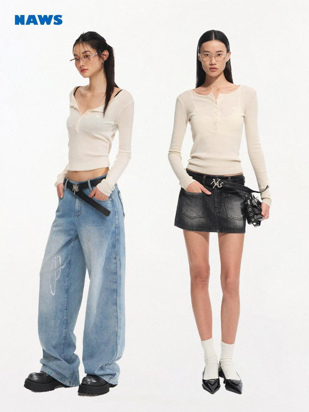 NAWSNOTAWEAR Wool Blend Button Detail Slim Fit Commuter Crew Neck Pullover Women Sweaters