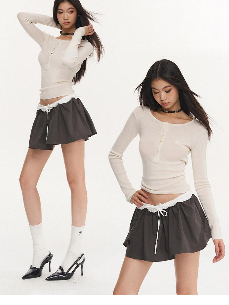 NAWSNOTAWEAR Wool Blend Button Detail Slim Fit Commuter Crew Neck Pullover Women Sweaters