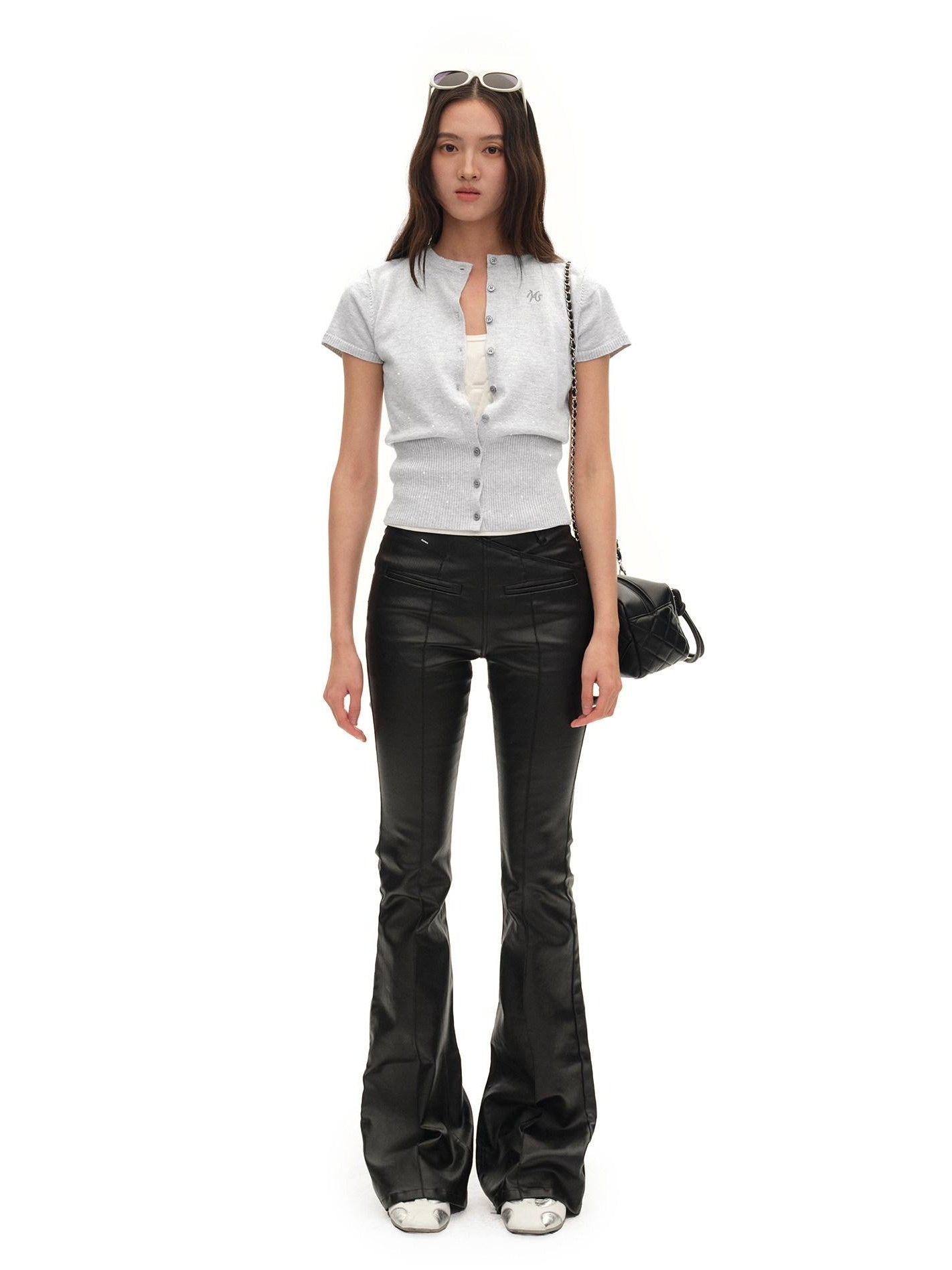 NAWSNOTAWEAR Wool Blend Casual Slim Button Collar Women Silver Gray Short Sleeve T-Shirts