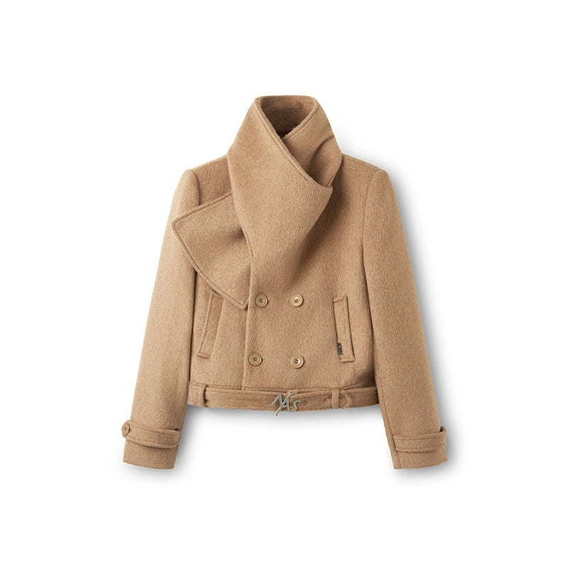 NAWSNOTAWEAR_Wool_Blend_Double_Breasted_Stand_Collar_Short_Commuter_For_Women_Wool_Coats_MISSTT