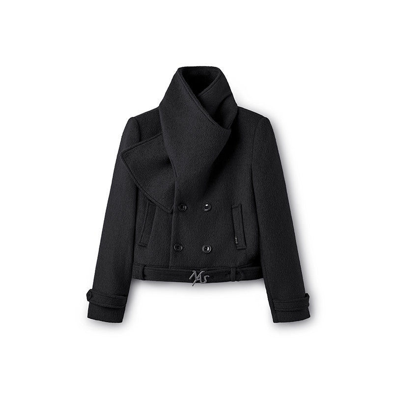 NAWSNOTAWEAR_Wool_Blend_Double_Breasted_Stand_Collar_Short_Commuter_For_Women_Wool_Coats_MISSTT