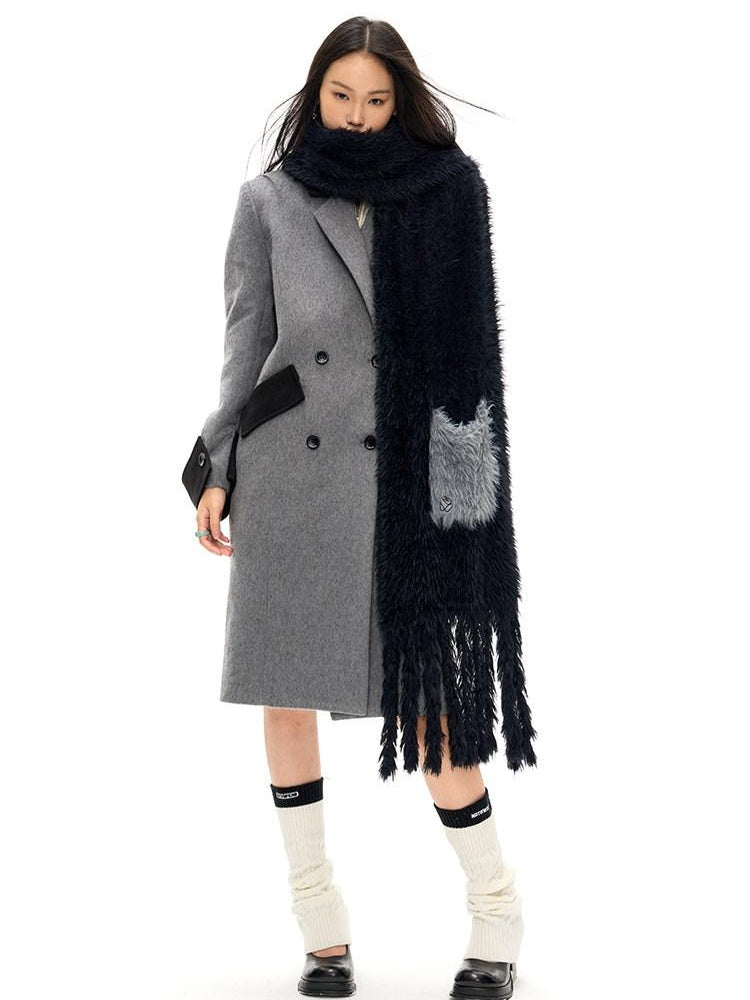 NAWSNOTAWEAR Wool Rich Commuter Straight Long Single Breasted Notched Collar Women Wool Coats