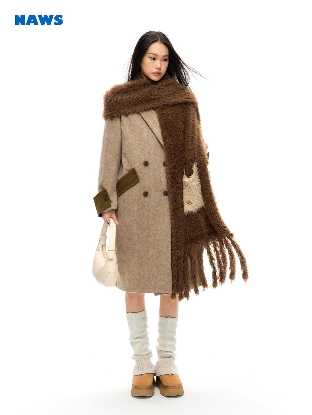 NAWSNOTAWEAR Wool Rich Commuter Straight Long Single Breasted Notched Collar Women Wool Coats