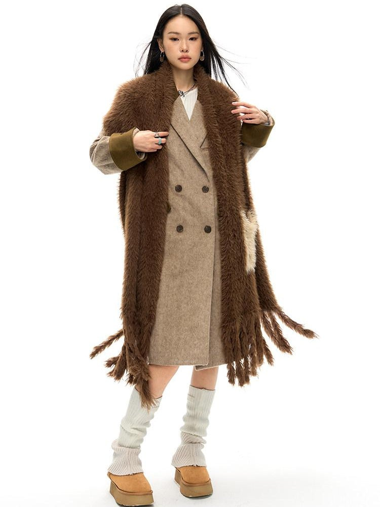 NAWSNOTAWEAR Wool Rich Commuter Straight Long Single Breasted Notched Collar Women Wool Coats