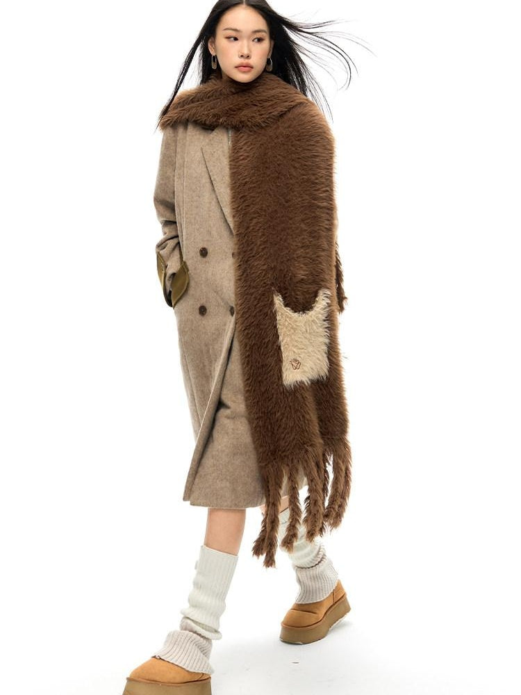 NAWSNOTAWEAR Wool Rich Commuter Straight Long Single Breasted Notched Collar Women Wool Coats