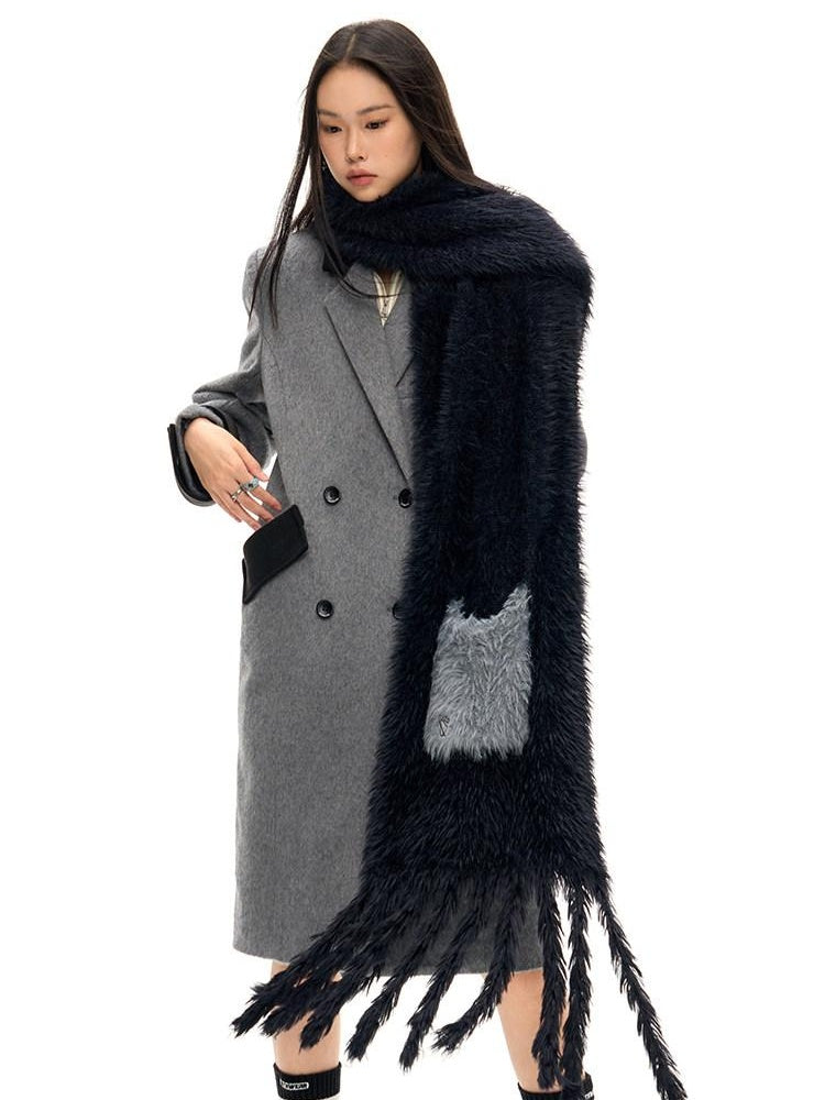 NAWSNOTAWEAR Wool Rich Commuter Straight Long Single Breasted Notched Collar Women Wool Coats
