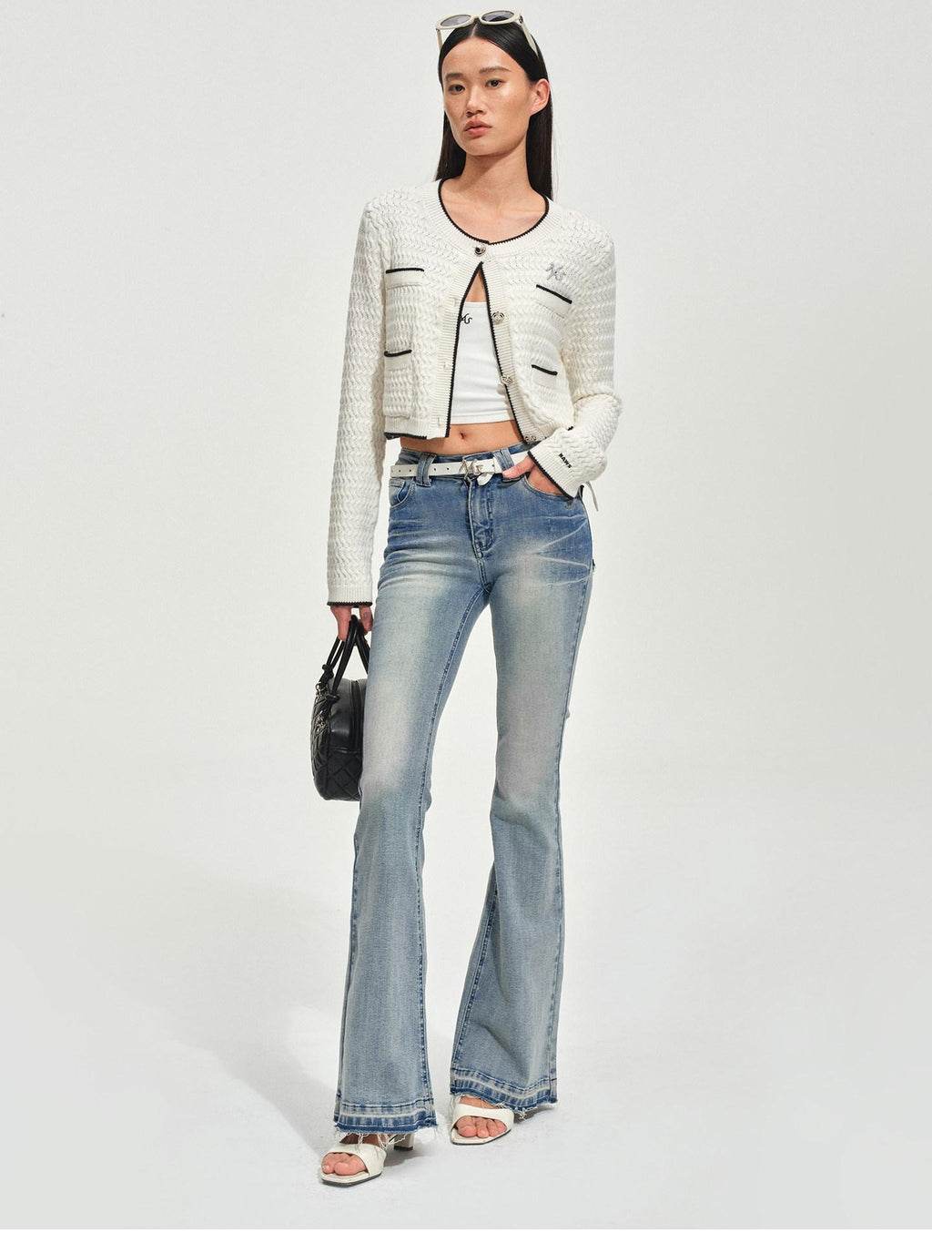 NAWSNOTAWEAR Wrinkle Resistant Boucle Short Cropped Button Round Neck Women Travel Cardigans