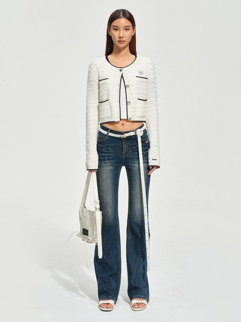 NAWSNOTAWEAR Wrinkle Resistant Boucle Short Cropped Button Round Neck Women Travel Cardigans
