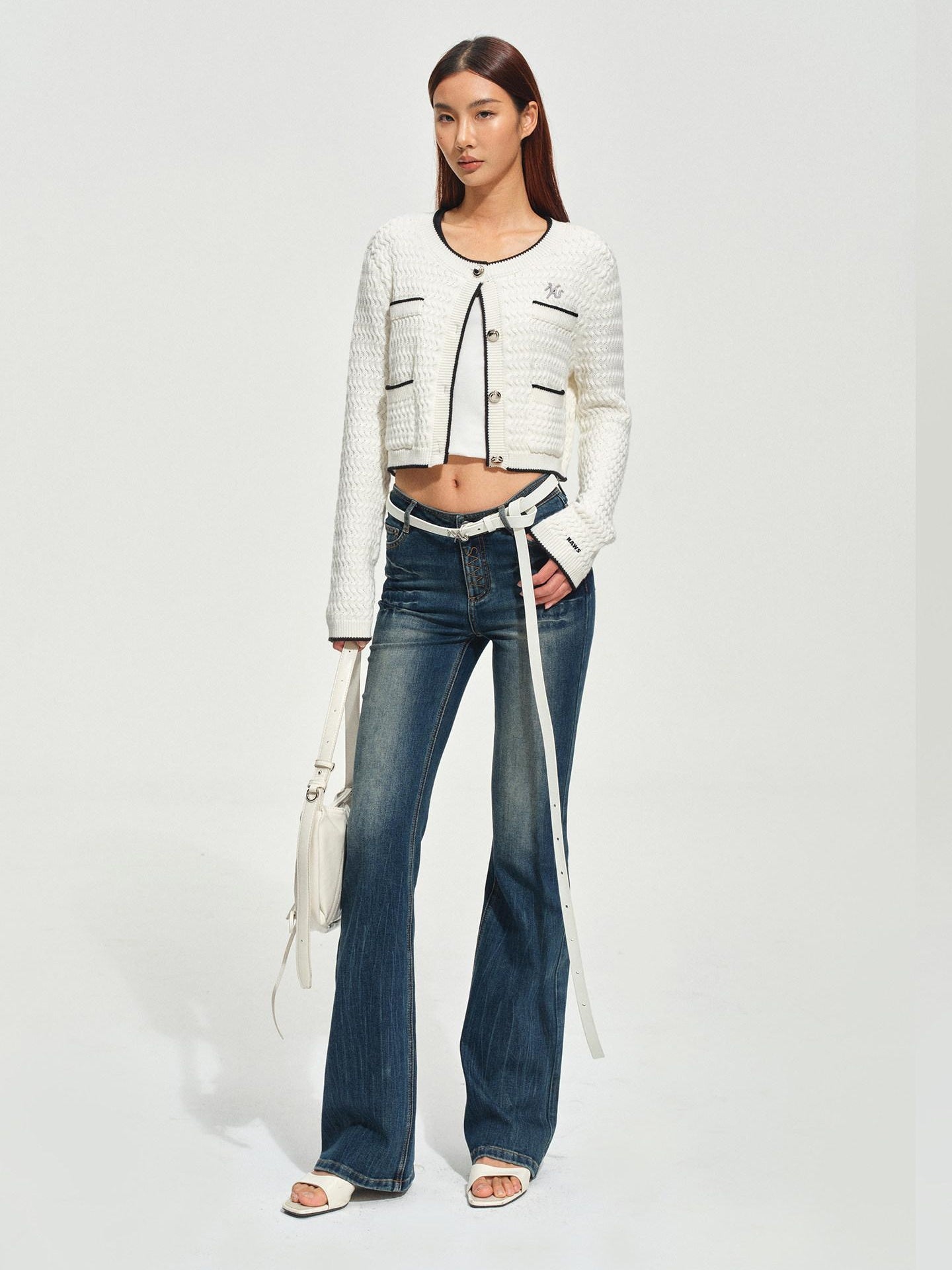 NAWSNOTAWEAR Wrinkle Resistant Boucle Short Cropped Button Round Neck Women Travel Cardigans