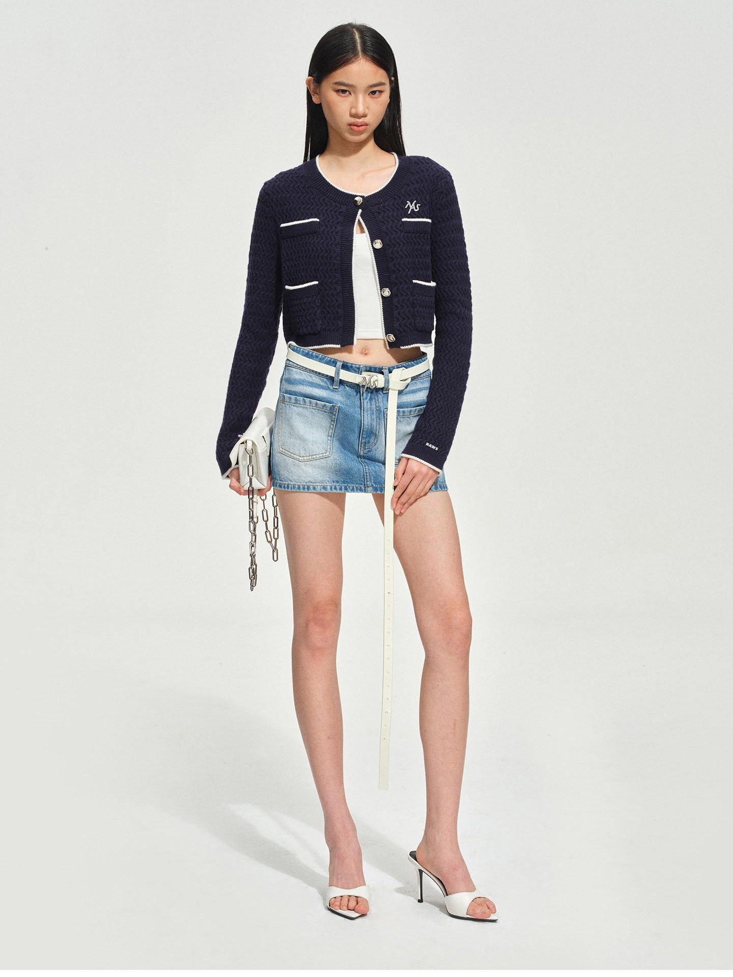 NAWSNOTAWEAR Wrinkle Resistant Boucle Short Cropped Button Round Neck Women Travel Cardigans