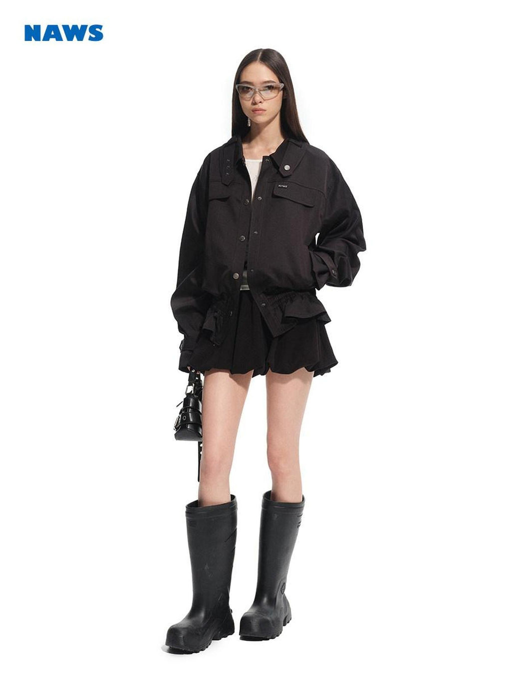 NAWSNOTAWEAR Wrinkle Resistant Commuter Relaxed Lapel Button Long Sleeve Cropped Jackets