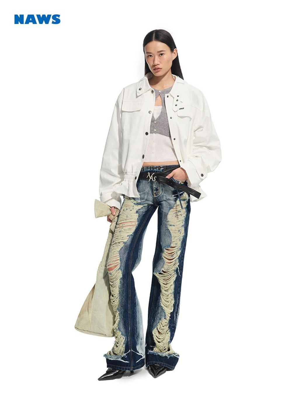 NAWSNOTAWEAR Wrinkle Resistant Commuter Relaxed Lapel Button Long Sleeve Cropped Jackets