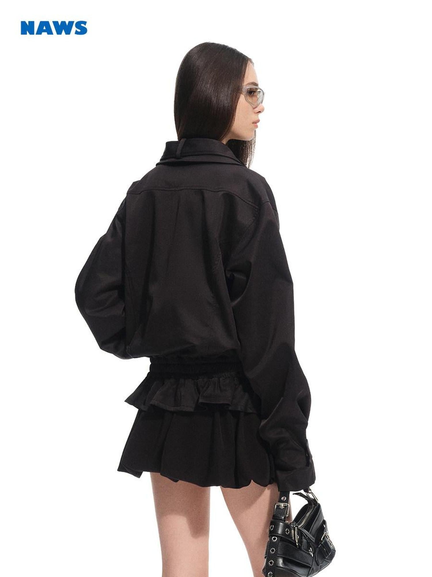 NAWSNOTAWEAR Wrinkle Resistant Commuter Relaxed Lapel Button Long Sleeve Cropped Jackets