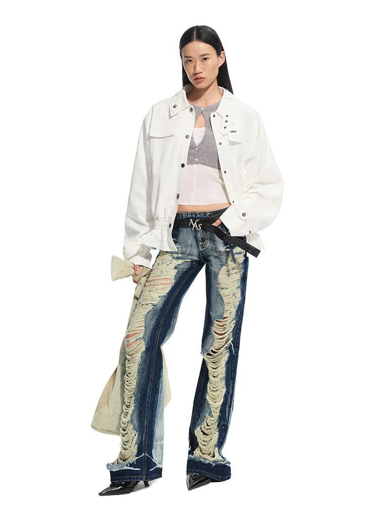 NAWSNOTAWEAR Wrinkle Resistant Commuter Relaxed Lapel Button Long Sleeve Cropped Jackets