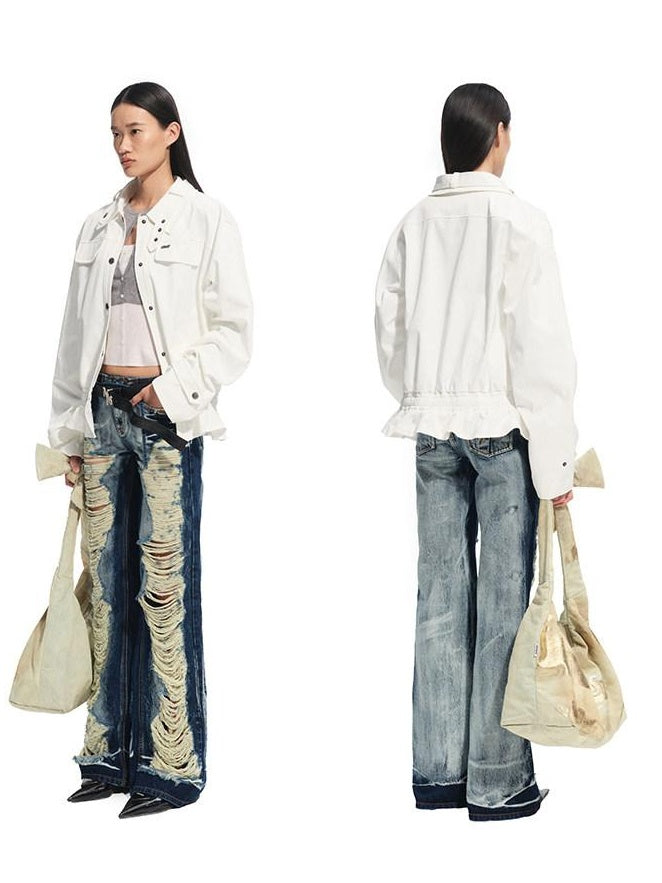 NAWSNOTAWEAR Wrinkle Resistant Commuter Relaxed Lapel Button Long Sleeve Cropped Jackets