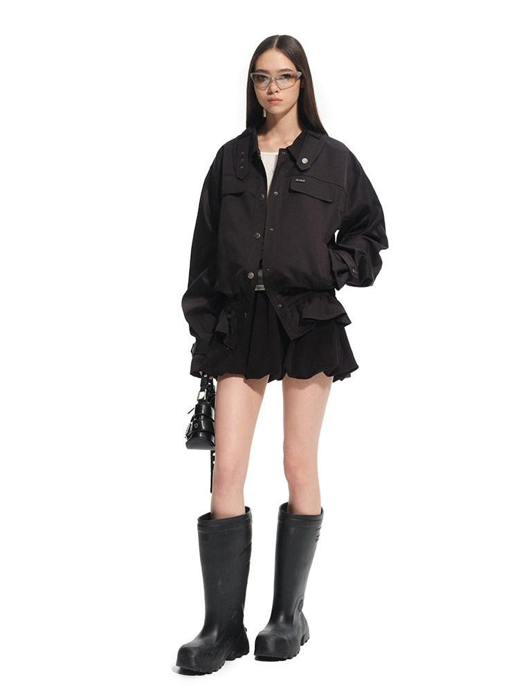 NAWSNOTAWEAR Wrinkle Resistant Commuter Relaxed Lapel Button Long Sleeve Cropped Jackets
