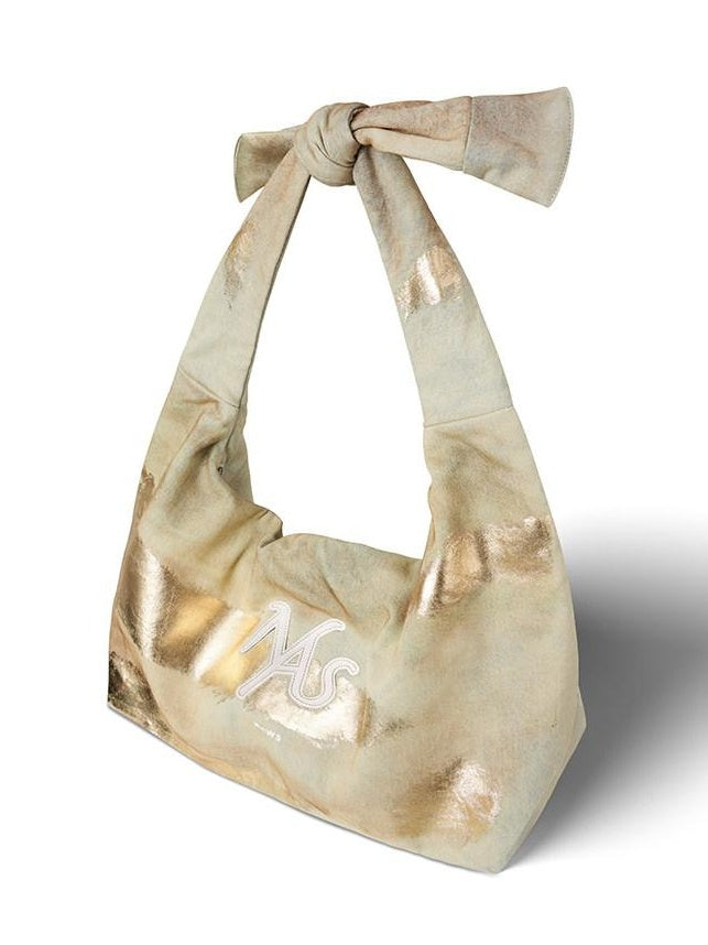 NAWSNOTAWEAR Zipper Minimalist Crescent Unisex Letter Print Golden Sulfur Yellow Tote Bags