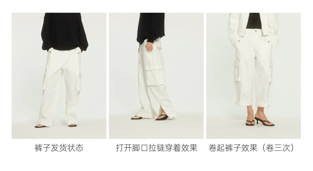 BUZHOU_Versatile_White_Multiway_Cargo_Natural_Waist_Cotton_Stretch_Women_Wide_Leg_Pants_MISSTT