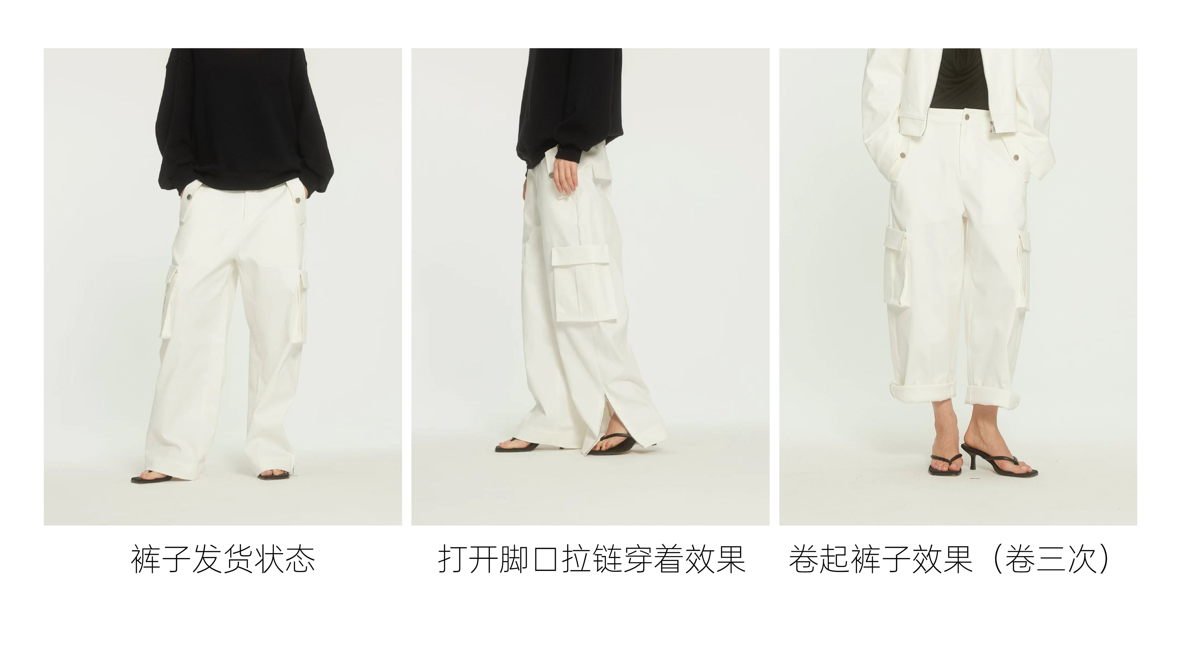 BUZHOU_Versatile_White_Multiway_Cargo_Natural_Waist_Cotton_Stretch_Women_Wide_Leg_Pants_MISSTT