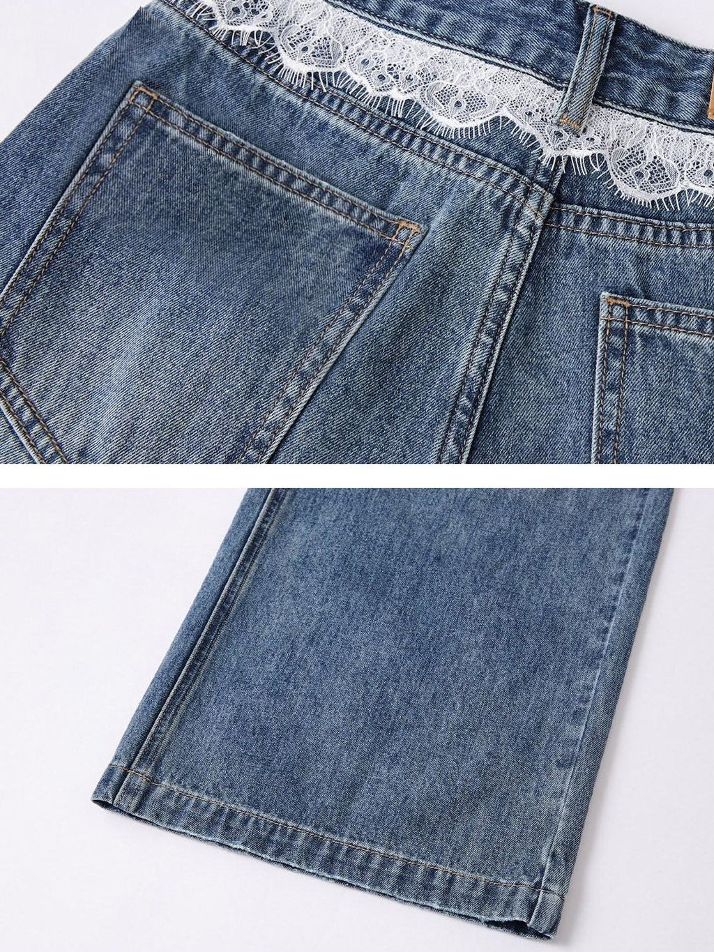 SOMESOWE Slight Stretch Cotton Natural Waist Hot Girl Straight Blue Button Wide Leg Jeans
