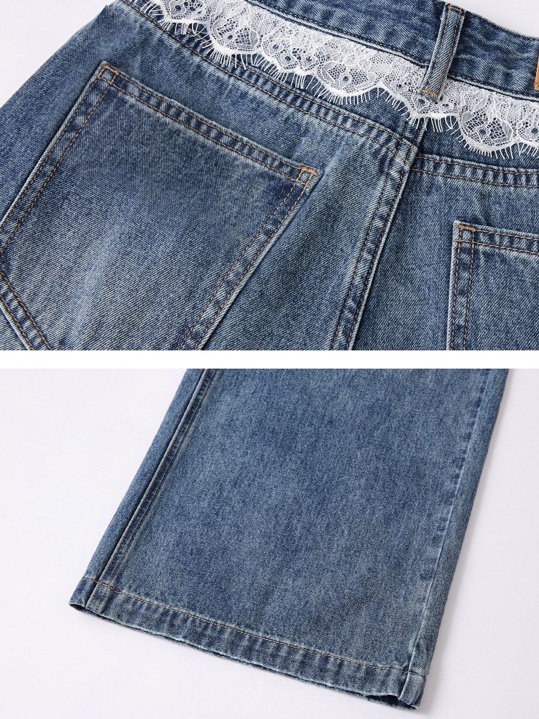 SOMESOWE Slight Stretch Cotton Natural Waist Hot Girl Straight Blue Button Wide Leg Jeans