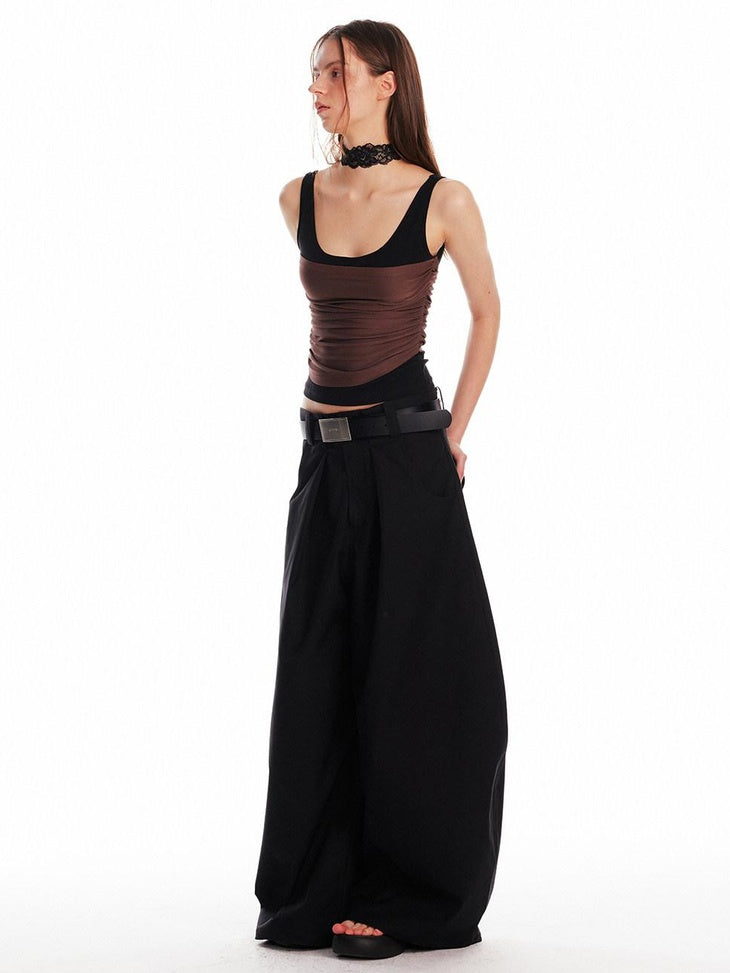 ALINNVSTUDIO Patchwork Original Design Slim Fit Cropped Pullover Women Solid Tank Tops