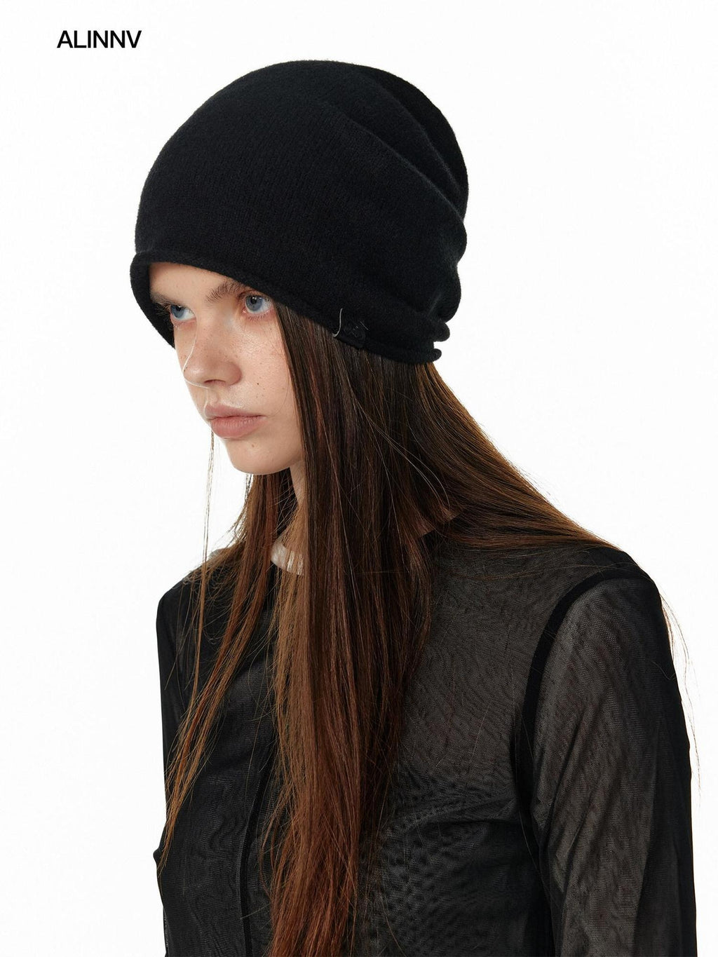 ALINNVSTUDIO Soft Wool Warm Casual Round Top Unisex One Size Black Grey Classic Beanies