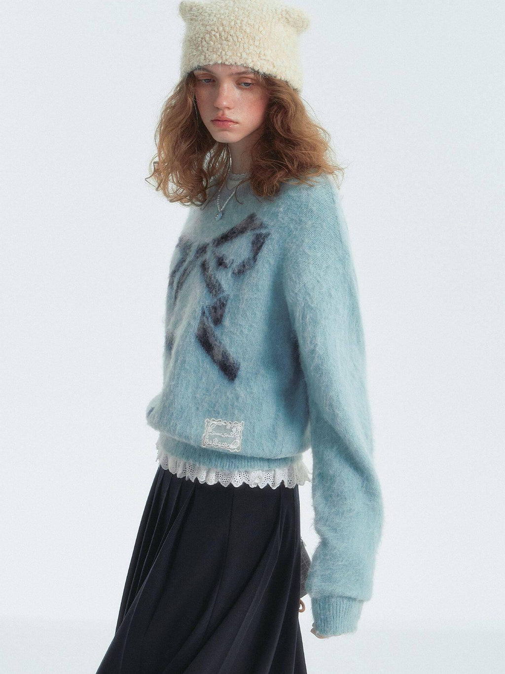 SOMESOWE Floral Knit Pullover Loose Fit Street Style Unisex Knitwear Sweaters
