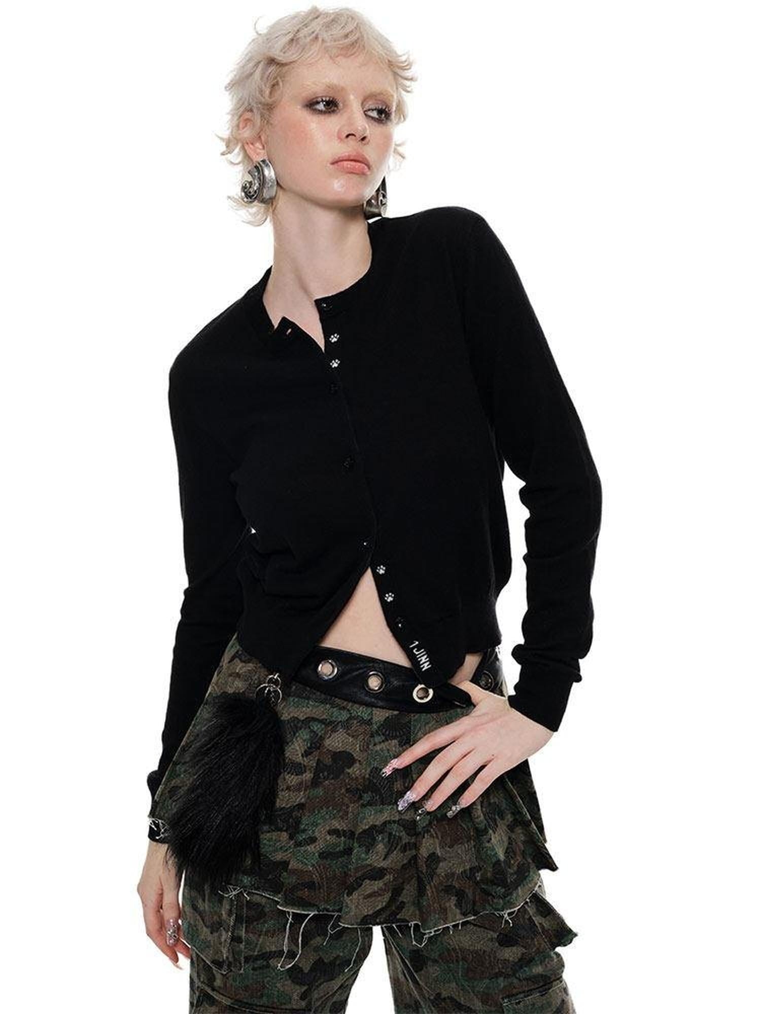 1JINN STUDIO Low Waist Pleated A Line Patchwork Camo Streetwear Women Mini Skirts