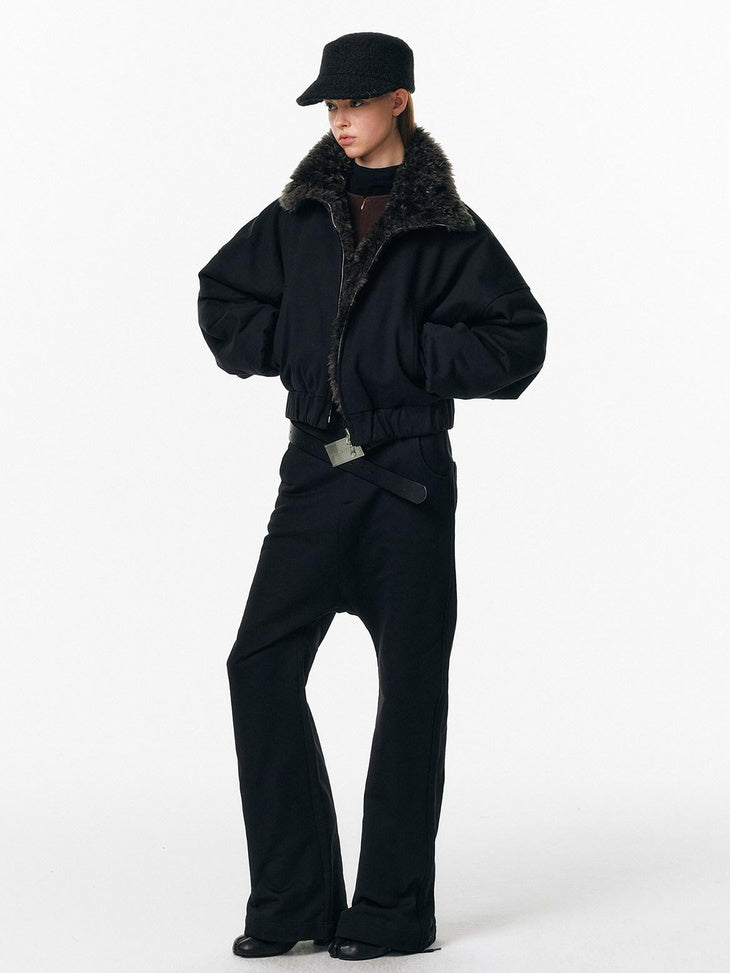 ALINNVSTUDIO Reversible Hooded Warm Cropped Commuter Fit Women Zipper Puffer Jackets