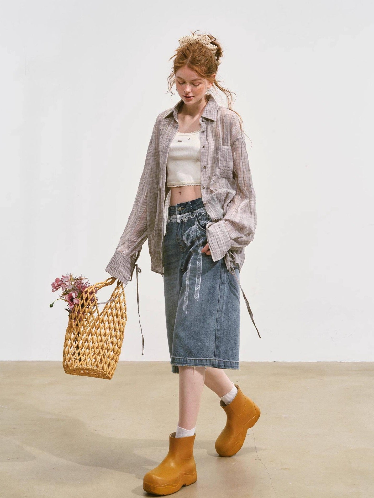 SOMESOWE Soft Washed Cotton Stretch Casual Straight Natural Waist Women Blue Denim Shorts