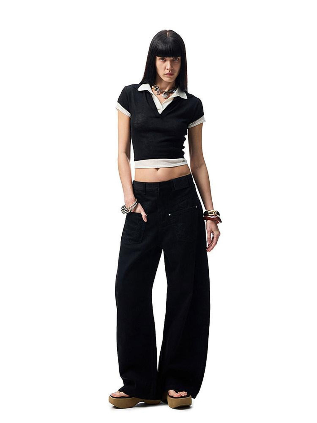 1JINN STUDIO Soft Acrylic Cashmere Blend Slim Polo Collar Casual Solid Short Sleeve T-Shirts