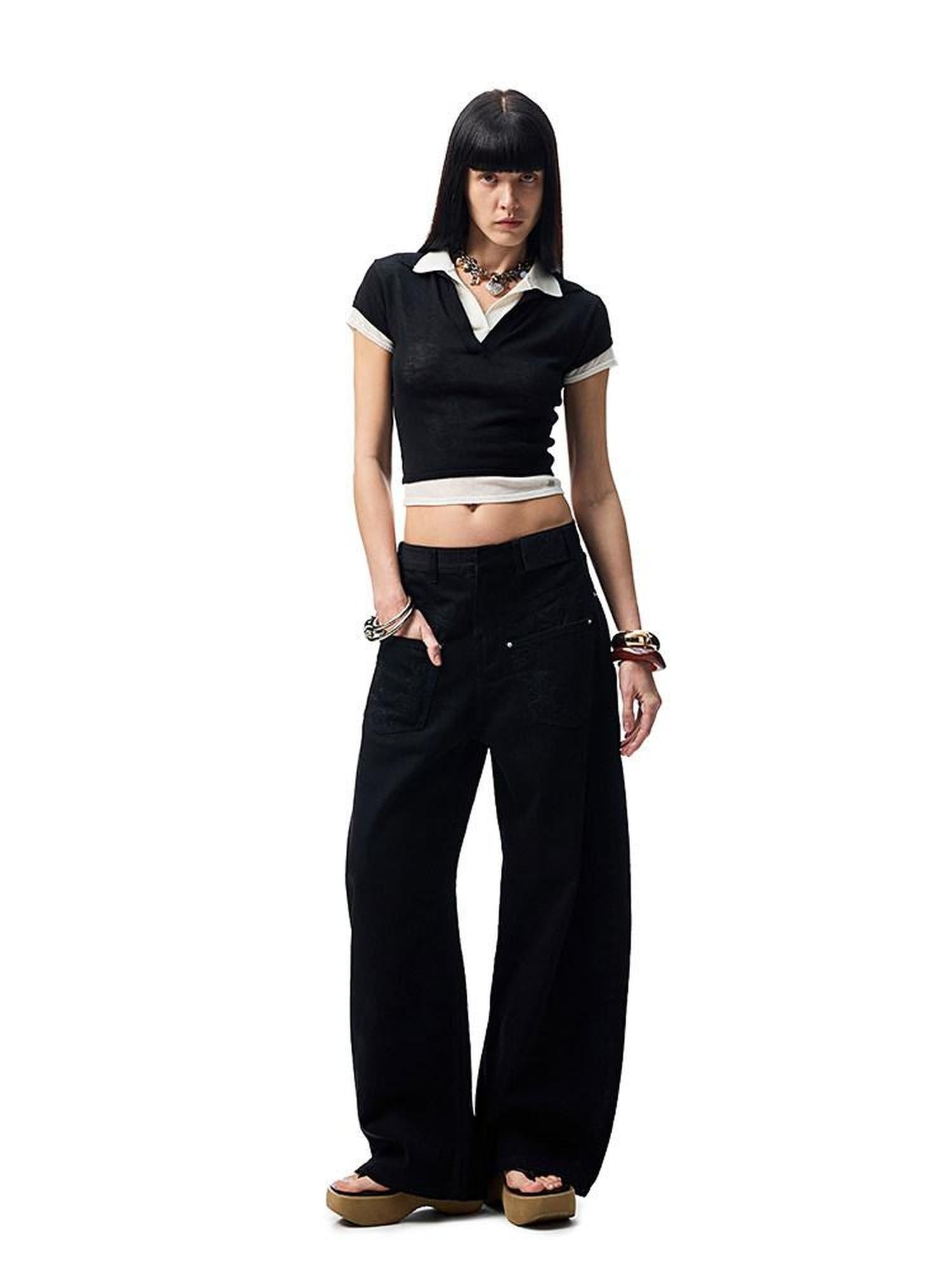 1JINN STUDIO Soft Acrylic Cashmere Blend Slim Polo Collar Casual Solid Short Sleeve T-Shirts