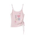 DeleteEx_Light_Pink_Drawstring_Slim_Fit_Letter_Print_No_Padding_Women_Tank_Camisoles_MISSTT