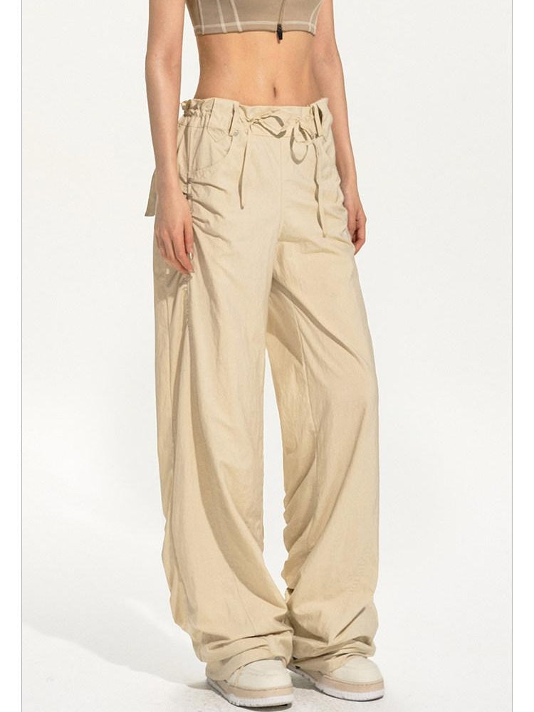 NAWSNOTAWEAR Lightweight Nylon Pleated Low Rise Commuter Unisex Wide Leg Pants