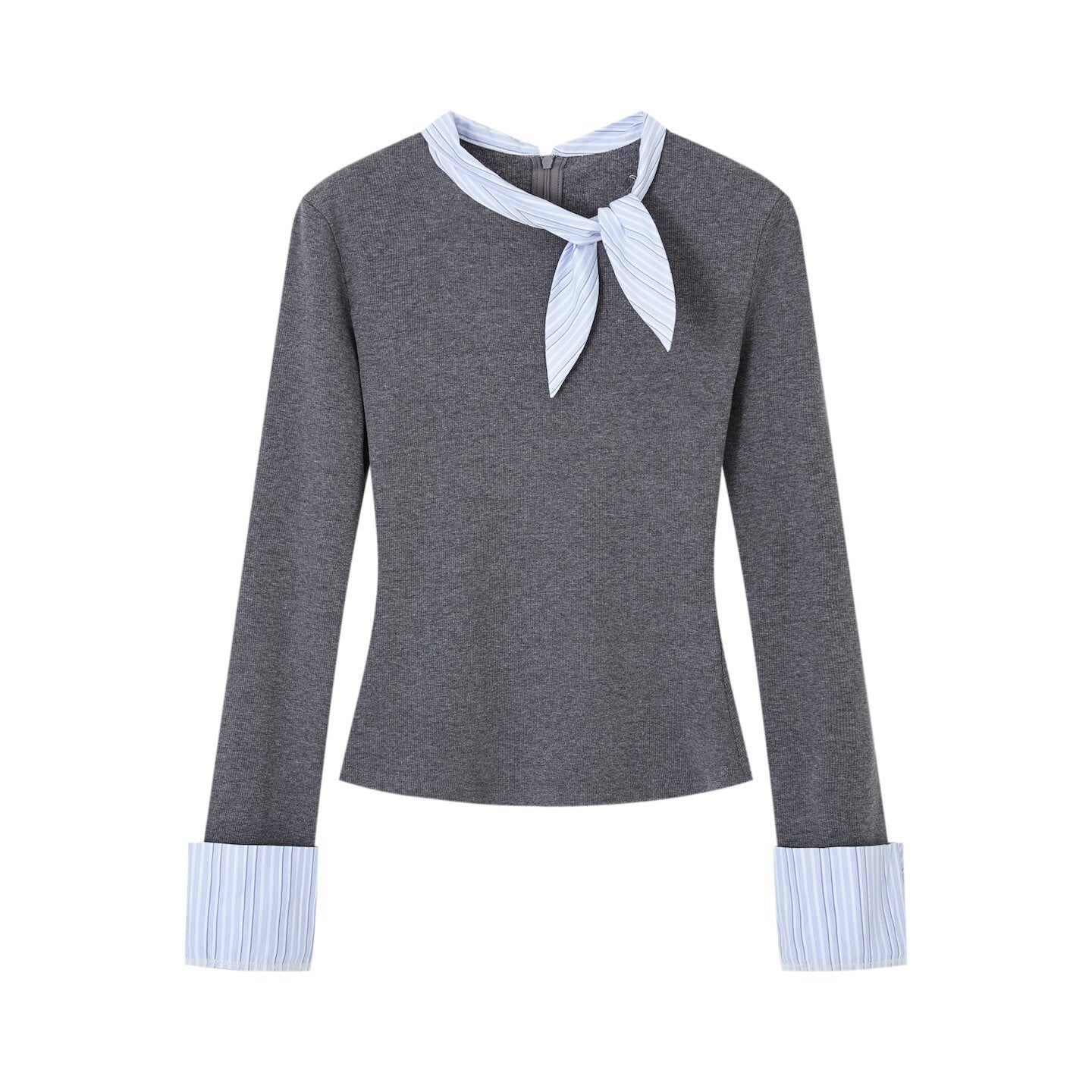 SOMESOWE_Viscose_Cotton_Blend_Loose_Commuter_Crewneck_Patchwork_Gray_Long_Sleeve_T-Shirts_MISSTT