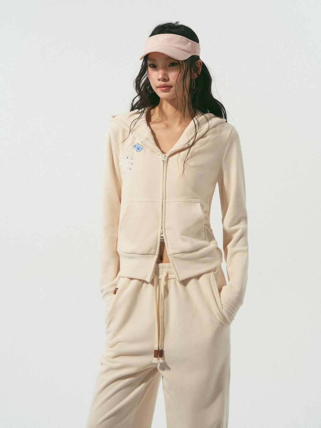 SOMESOWE Cozy Patchwork Loose Fit Casual Women Two Piece Set Goodnight Bear Sweatpants