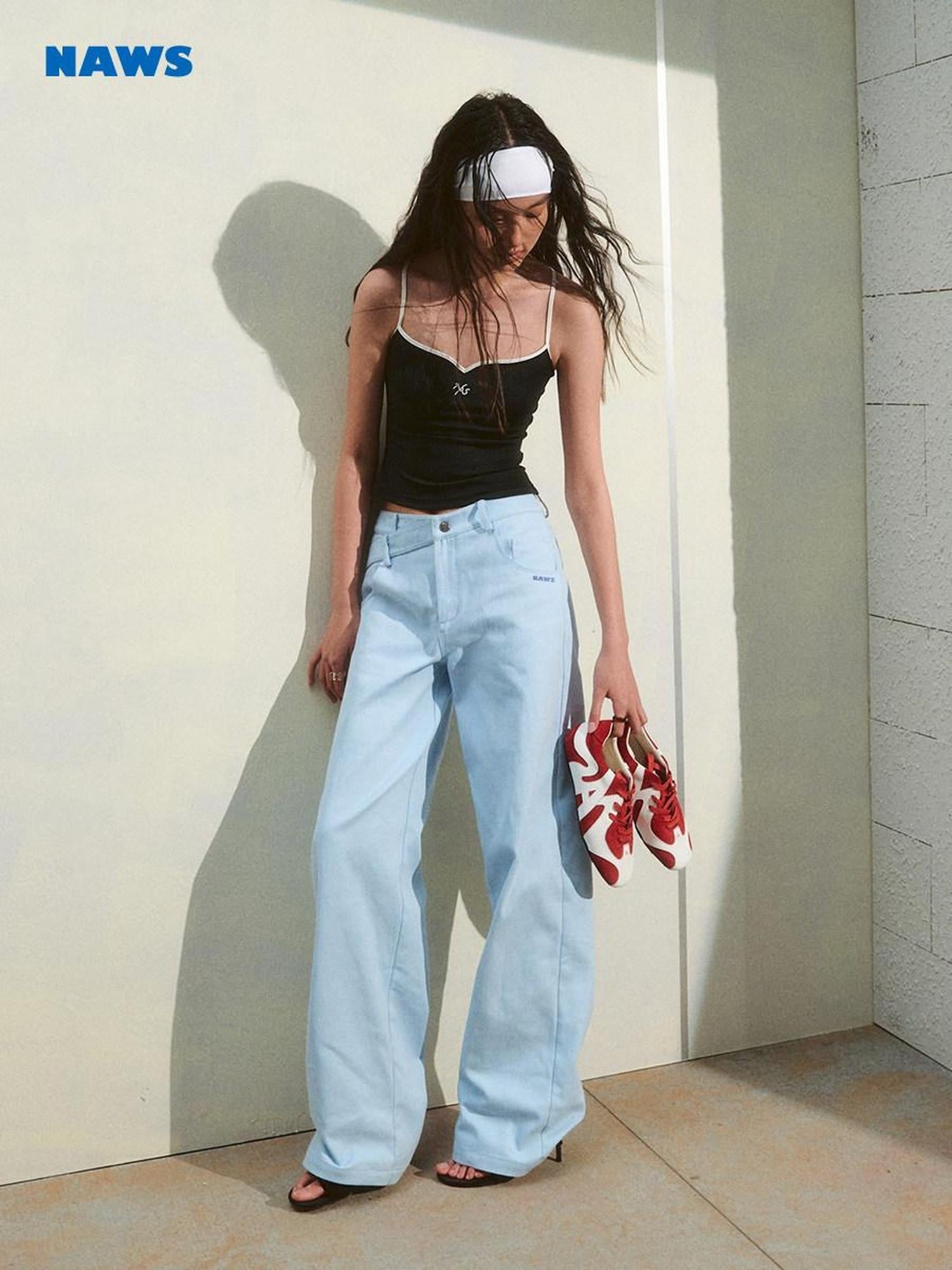 NAWSNOTAWEAR 100 Percent Cotton Minimalist Casual Natural Waist Loose Women Straight Pants