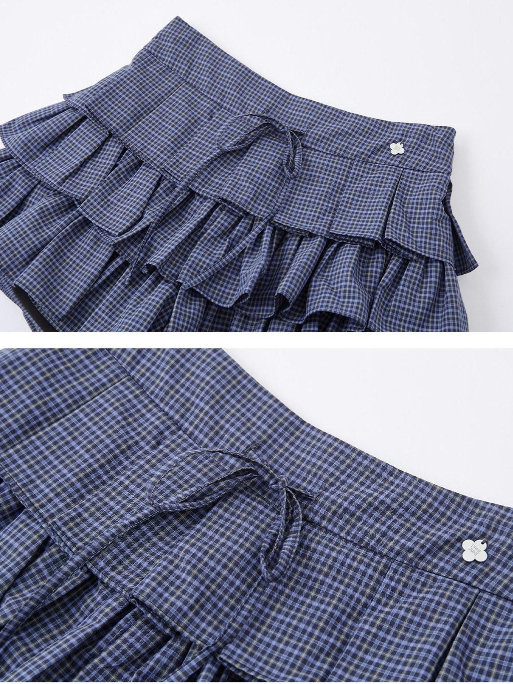 SOMESOWE Sexy Plaid High Waist Ruffle Patchwork Women Two Piece Mini Skirts