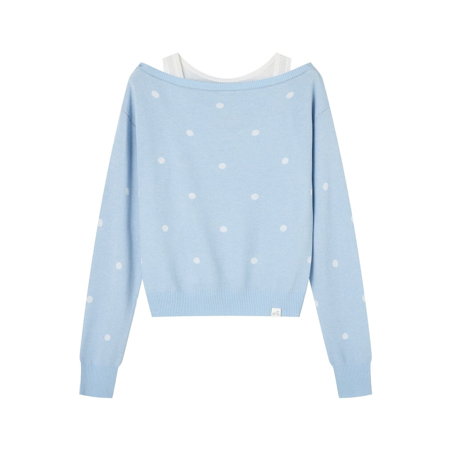 SOMESOWE_Faux_Layered_Colorblock_Polka_Dot_Boat_Neck_Knit_Pullover_Sweaters_MISSTT