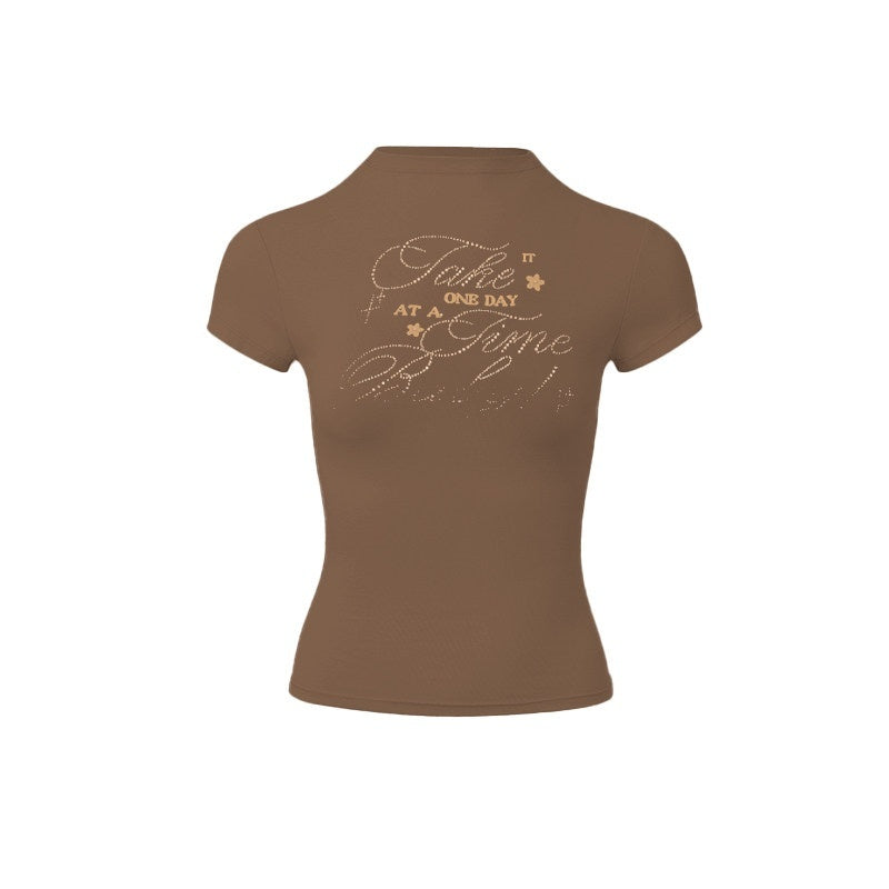 DeleteEx_Ruched_Cotton_Slim_Fit_Office_Ready_Short_Sleeve_Crew_Neck_Women_Basic_Crop_Tops_MISSTT