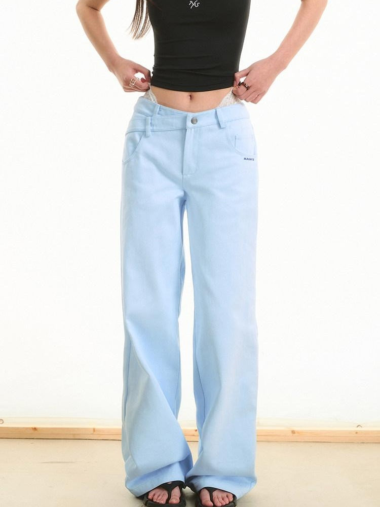 NAWSNOTAWEAR 100 Percent Cotton Minimalist Casual Natural Waist Loose Women Straight Pants