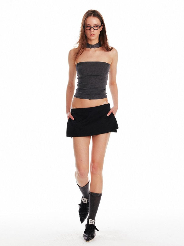 ALINNVSTUDIO Backless Slim Fit Crop Versatile Solid Color Young Women Tube Tops