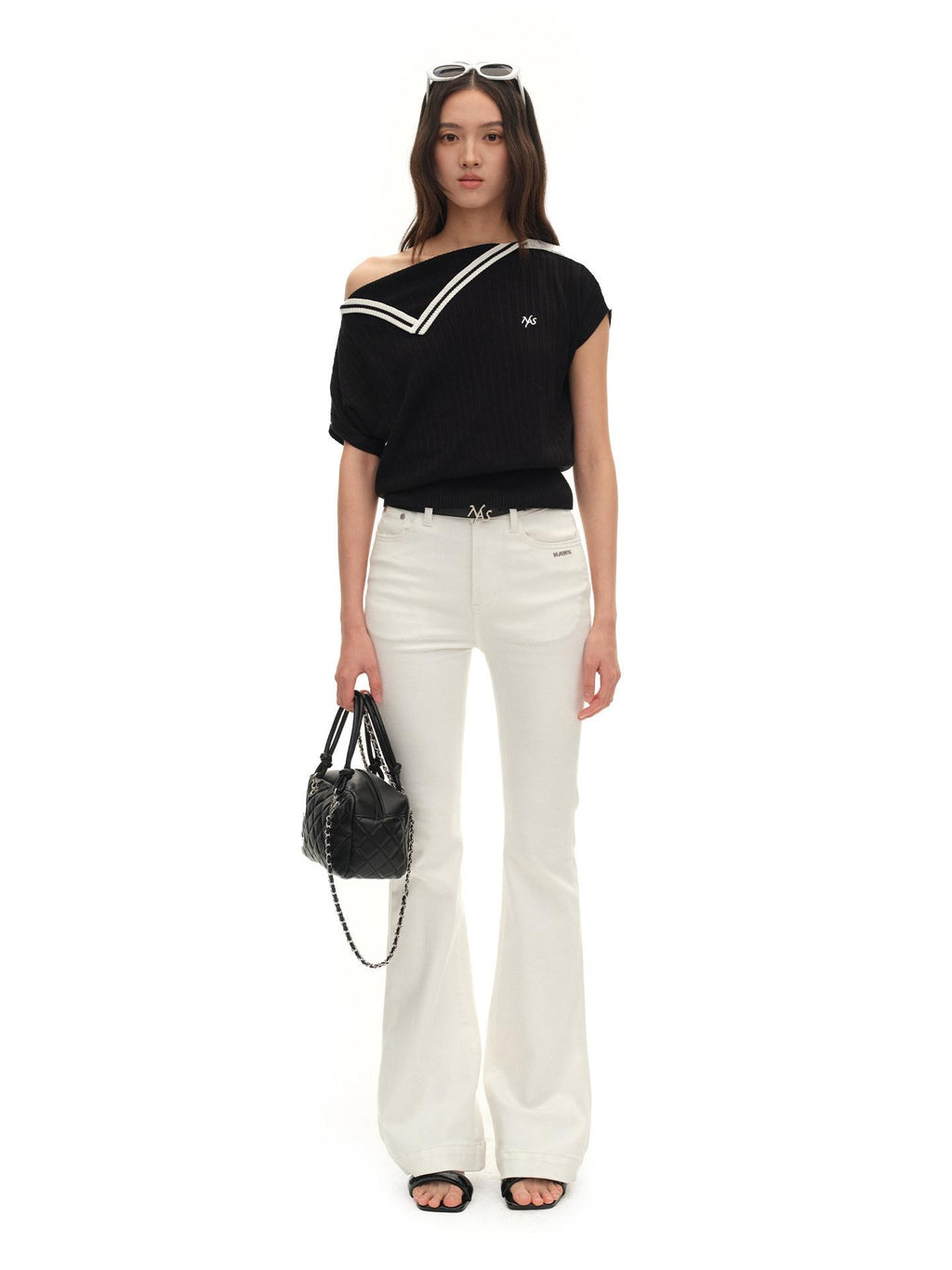 NAWSNOTAWEAR Lyocell Colorblock Collegiate Women Black Short Sleeve T-Shirts