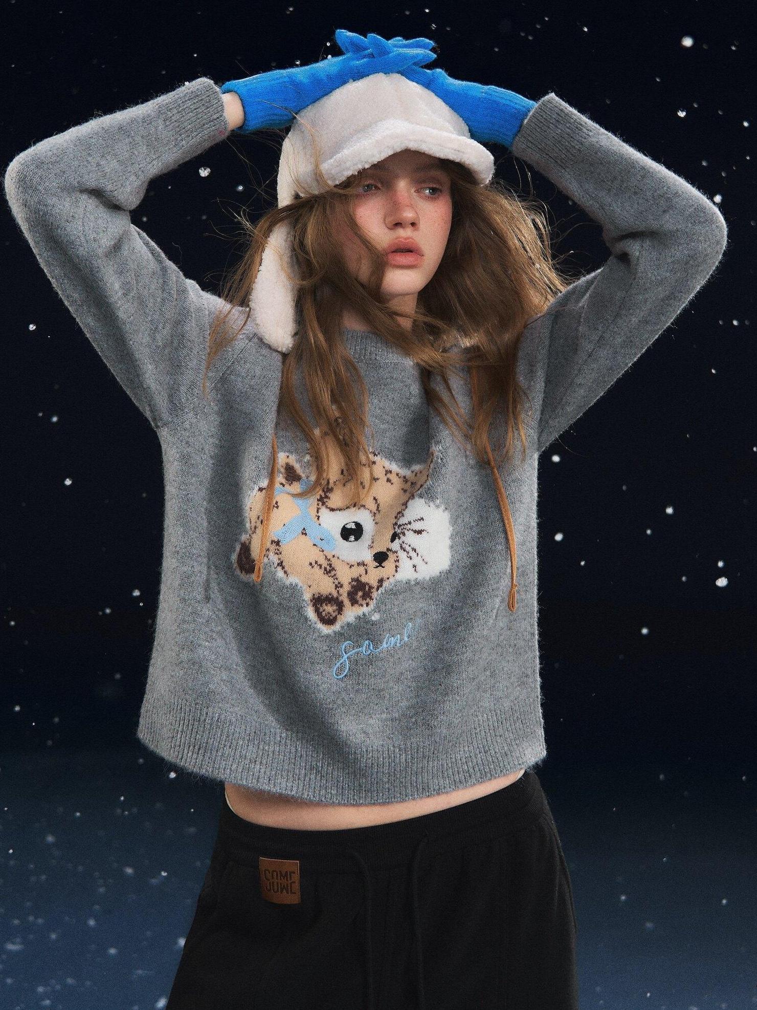 SOMESOWE Animal Colorblock Casual Regular Fit Women Daily Knit Pullover Sweaters